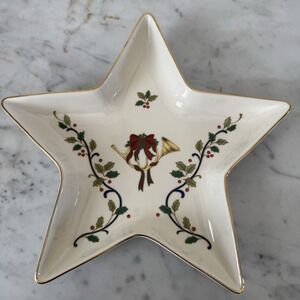 Mikasa Holiday Elegance Christmas 9" Star Dish Plate Candy Bowl Holiday Decor